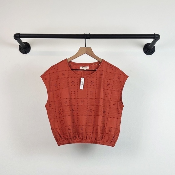 NWT Madewell Per Say Eyelet Banded Top Burnt Orange - Picture 3 of 6